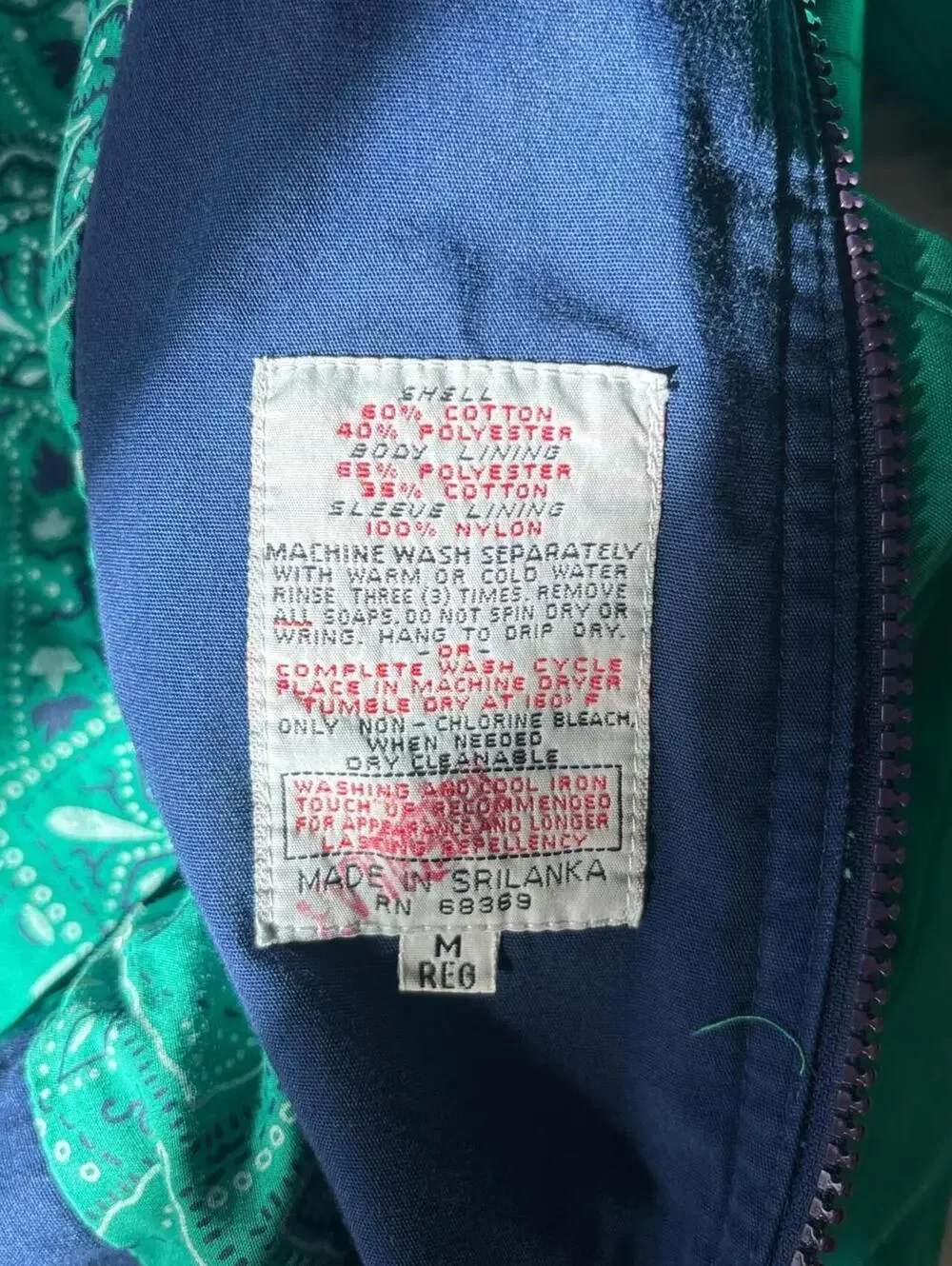 London Fog Green and navy heavyweight jacket sz medium